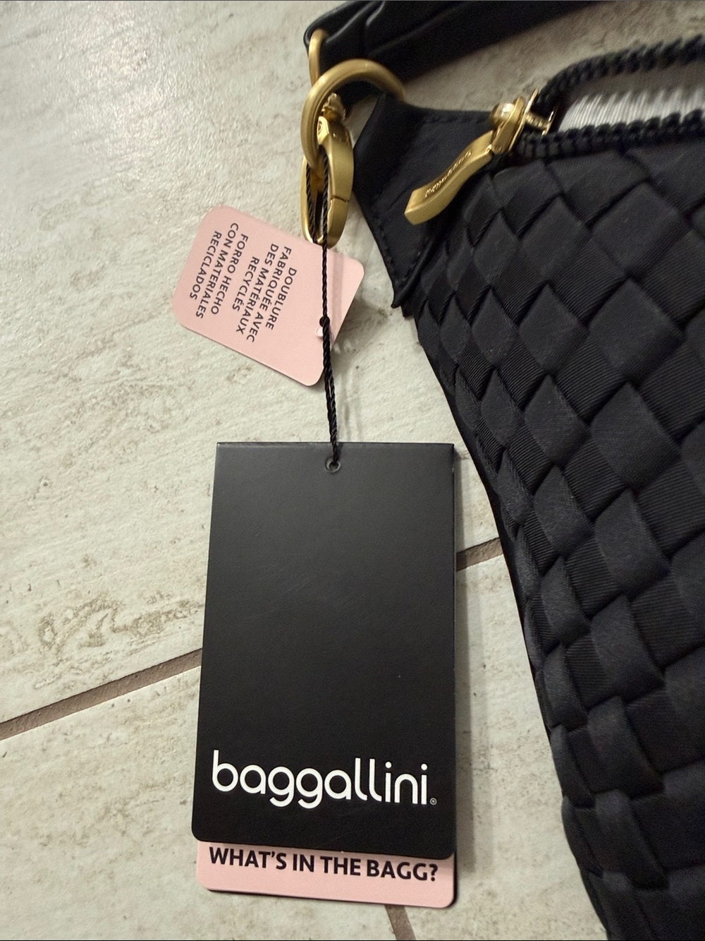 Baggallini Black Woven Crossbody Belt Bag with Gold Hardware ..nwt .. authentic - Picture 4 of 9